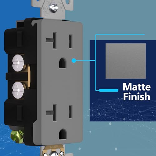 LIDER Decorator Receptacle, Tamper-Resistant Wall Outlet, 20A, 5-Pack - color: Gray, size: 20 Amp (No Wall Plate)