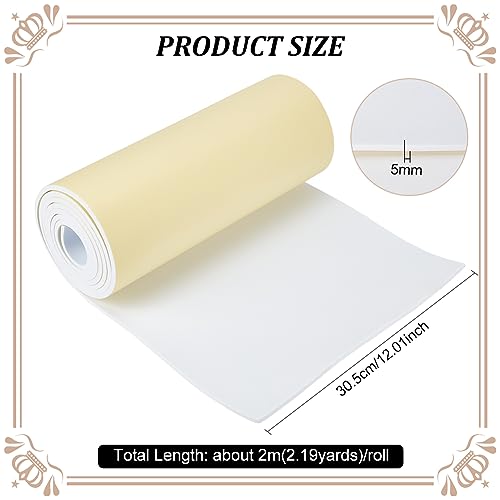 BENECREAT 78.7x12 inch White Self-Adhesive EVA Foam Roll, 5mm Thick Sticky Upholstery Foam Sheets for Scrapbooking Crafts, Cosplay Model, Cushion Furniture, Gap Filling, Packing - color: White, size: 5mm Thick