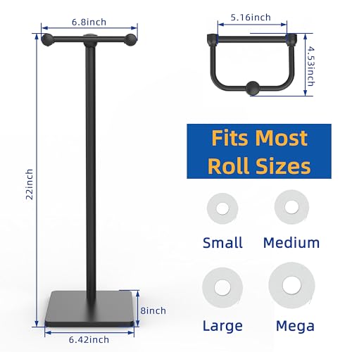 RUACQ Bathroom Toilet Paper Holder Stand, Matte Black - color: Matte Black