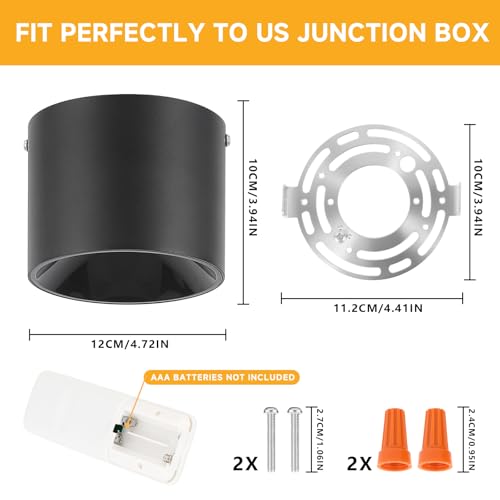 5CCT LED Ceiling Spotlight CRI 97+ Modern Cylinder Light Ceiling Mount - color: Black, size: 3 Pack – Adjustable 2700K–6000K