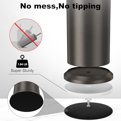 Pewter Toilet Brush and Holder,Extra Long Handled Toilet Brush for Bathroom,Stainless Steel Heavy Duty Toilet Bowl Brush,Removable Inner Bowl,Deep Cleaning Dense Bristles Cleaner Brush -Space Saving - color: Pewter