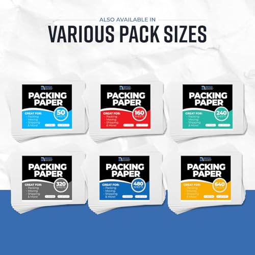 Bryco Goods Newsprint Packing Paper Sheets for Moving - 1.5lb - 50 Sheets of Newspaper Paper - Wrapping and Protecting Fragile Items, Box Filler, Shipping Supplies - 27" x 17" - Made in the USA - size: 27" x 17" (50 Sheets)