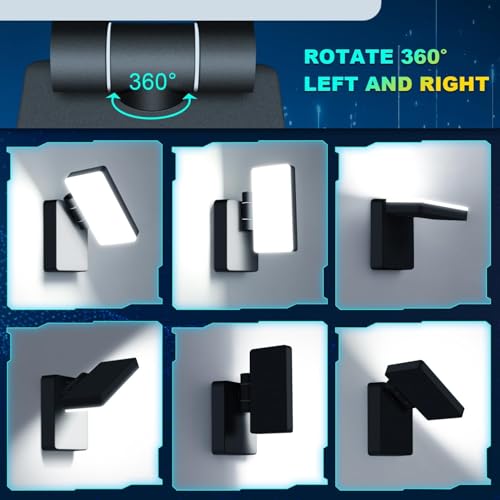 ledmo Modern LED Wall Light, 40W 3000LM 5000K Outdoor Wallpack with 360° Rotate and 180° Fold Head Sconce Exterior Flood Lights Switch Control IP65 Waterproof for Safety Wall Mount Lighting - size: Small/40-1