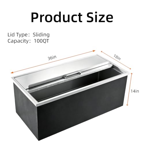 Aptliton 36x18x14in Sliding Cover Ice Bin 304 Stainless Steel