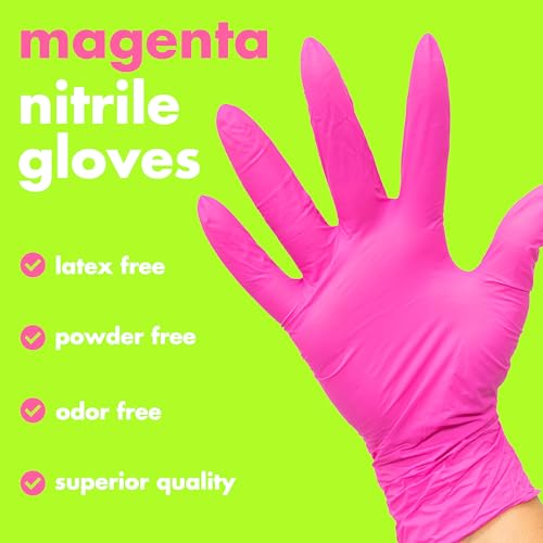 Colortrak Disposable Nitrile Gloves, Latex-Free, Powder-Free Hair Color Gloves for Chemical Processing & Salon Services - color: Pink, size: Medium