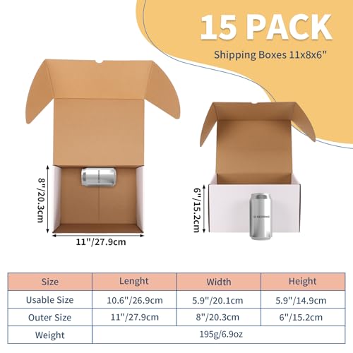 ZBEIVAN 11x8x6 White Small Shipping Boxes, 15 Packs Corrugated Cardboard Mailer Boxes for Packaging Small Business Mailing Gifts Wrap Boxes with Lids - color: 15 Pack White, size: 11x8x6