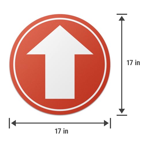 17" x 17" Round Red and White Arrow Floor Sticker Sign for Directions, Pointing, Organization, Crowd Control - 2 Pack - color: Arrow, size: 2 Pack
