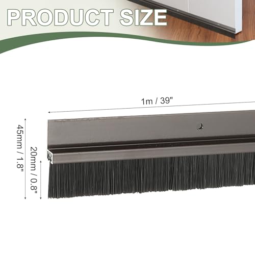 Door Sweep Aluminum Alloy Brush Sweeps Brown - color: Brown, size: 0.8 Inch