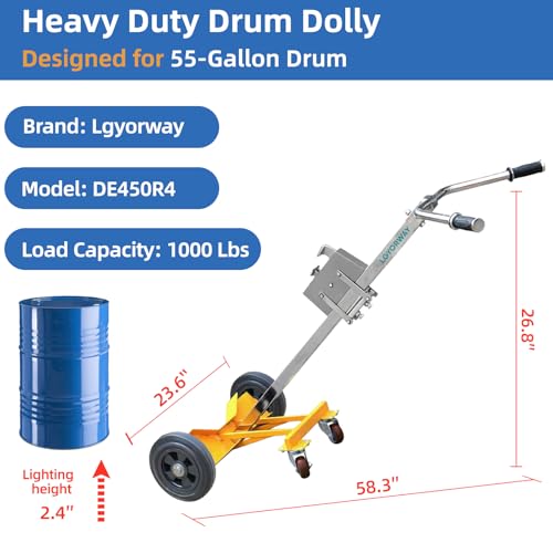 Drum Truck, 55 Gallon Drum Dolly, Upgraded Heavy-Duty Bucket Dolly – Reinforced and Enhanced Design for Improved Durability and Stability, 1,000 lb. Load Capacity