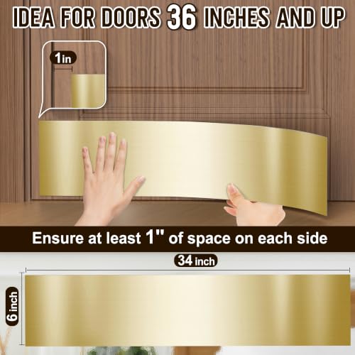2 PCS 6" x 34" Self Adhesive Brushed Door Kick Plate for 36" Door Bottom - color: Brushed Gold, size: 6"*34"