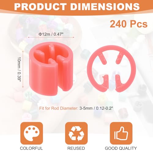 uxcell 240Pcs Clothes Hanger Size Markers Fit 3-5mm Rod Deep Pink - color: Deep Pink