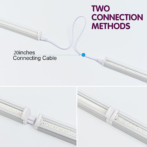 4ft LED Shop Light Linkable T5 Integrated Tube Bulb 20W Daylight 6000K Clear Cover, 6Pack - color: Clear Cover
