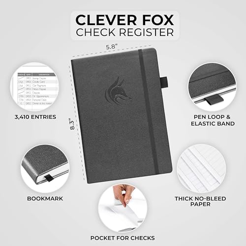 Clever Fox Check Register Book, Checkbook Ledger, 5.8x8.3 Mystic Grey - color: Mystic Gray, size: A5 (5.8'' x 8.3'')