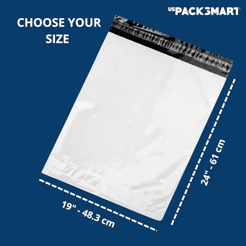 White Plastic Poly Mailers 19"x24" | Shipping Bags for Clothing, Books & Accessories | Durable Shipping Envelopes | Waterproof and Tear-Proof with Strong Self-sealing Adhesive | 100-Pack - color: Arctic White, size: 19"x24" / 100 Pack