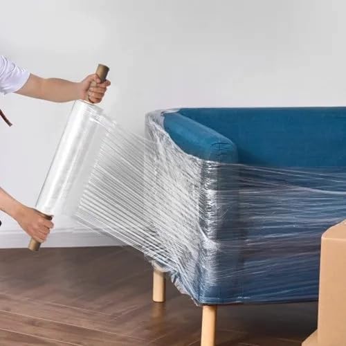 The Boxery 20" x 1000' -4 Rolls (4000ft Total) Cast Stretch Wrap with Handles – 60 Gauge Clear Film – Extended Core Hand Wrap for Smooth, Quiet, Heavy-Duty Wrapping
