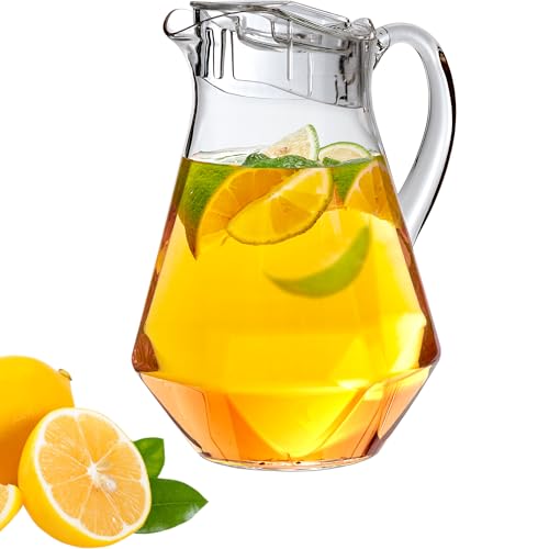 Amazing Abby - Sparkly - Plastic Pitcher (64 oz, 2 Quart), Clear Water Pitcher with Lid, Fridge Jug, BPA-Free, Shatter-Proof, Great for Iced Tea, Sangria, Lemonade, Juice, Milk, and More - style: Sparkly (64 oz)