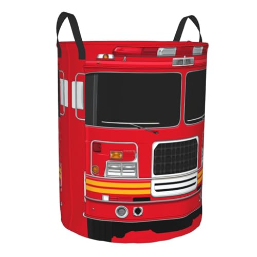 Fire Truck Laundry Basket Storage Bin Foldable Laundry Hamper Clothes Storage Bucket Organizer 19.6x15.7 Inch For Laundry Room/Bedroom/Bathroom - color: Fire Truck