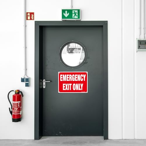 2 Pack Emergency Exit Only Signs, 10"x7" Emergency Exit Sign for Business