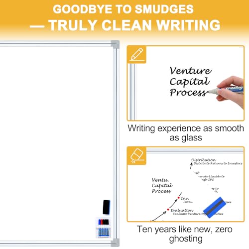 120"x48" Premium Belgian Enamel Whiteboard | Magnetic Dry Erase Board | Commercial Grade Porcelain Wall-Mounted Board | Zero Ghosting, Stain-Resistant Surface for Office, Home, Classroom (White) - color: White, size: 120"X 48"