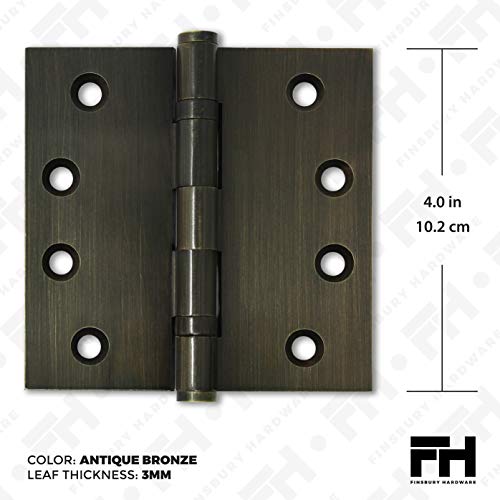 Solid Brass Door Hinge Heavy Duty Ball Bearing 4x4 Inch with Decorative Screw-on Tips Included - Set of 24 Hinges (Antique Brass) - color: Antique Brass