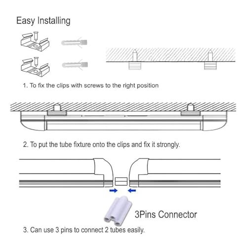 SZSKYING 20 Pack 8FT T8 LED Shop Light, 120W 12000LM 6500K, 8 Foot LED Tube Light Daylight White, V-Shape 4 Rows, Clear Cover, High Output, Linkable LED Garage Shop Lights for Warehouse - size: 20 Count (Pack of 1)