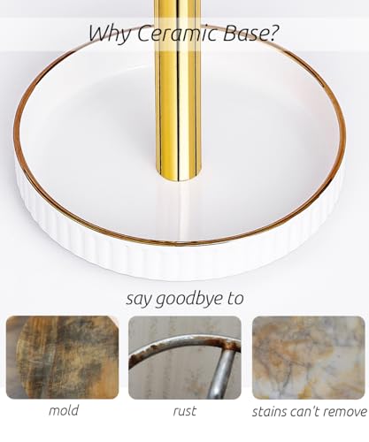 Paper Towel Holder Countertop,Ceramic Base,Fits Double to Family Rolls,B - color: Luxury Gold