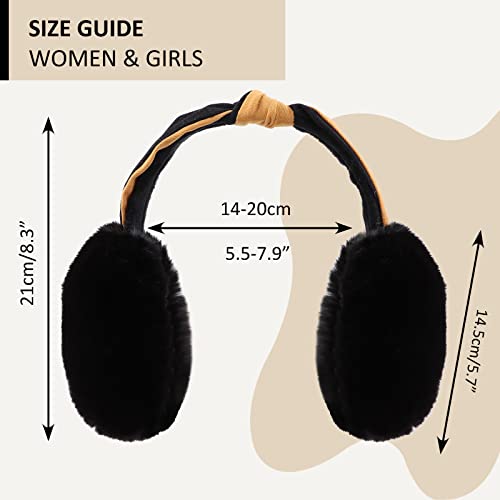 Peecabe Winter Women Earmuffs Faux Fur Unisex Ear muffs Foldable Ear Cover - color: Black Bow