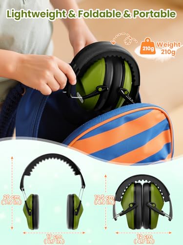Dr.meter Noise Cancelling Headphones for Autism, Noise Reduction Ear Muffs - color: Army Green
