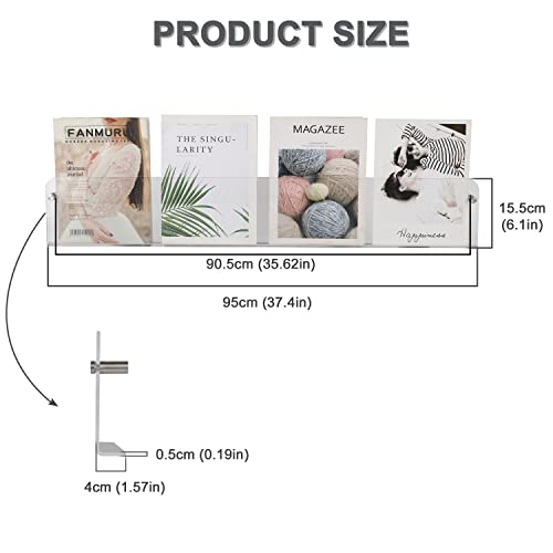 37.4" Magazine Holder,Acrylic Magazine Rack Wall Mounted,Clear Brochure Holder (2PACK)… - color: Transparent