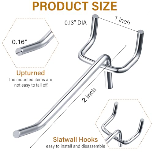 Shimeyao 100 Pcs Peg Board Hooks Stainless Steel Pegs,2.8 Inch,Silver - color: Silver, size: 2 Inch