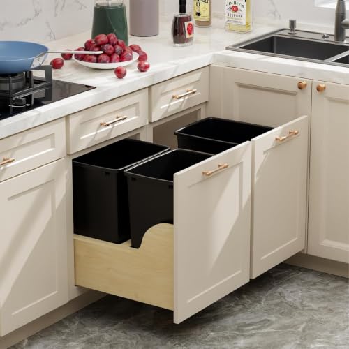 ROOMTEC 35QT Kitchen Trash Can,Sturdy and Lightweight Slim Trash Can,2-Pack - color: Black, style: 2PCS