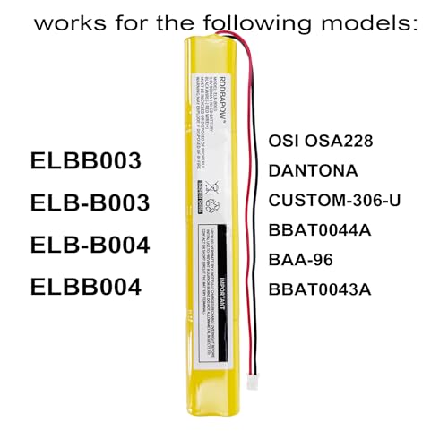 ELBB003 ELB-B003 9.6V 900mAh Emergency Exit Sign Light Battery Compatible Lithonia ELB-B004 ELBB004 OSI OSA228 DANTONA CUSTOM-306-U BBAT0043A BAT9.6V700 BBAT0044A BAA-96 (5)