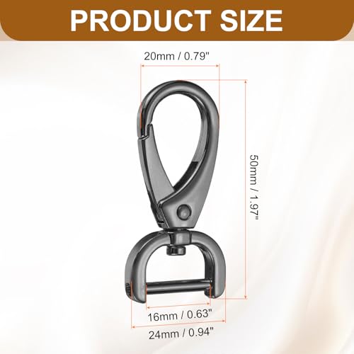 HARFINGTON 2Pcs Detachable Snap Hook Swivel Clasp 5/8" D Ring with Swivel Lobster Claw Clasps Hook for Purse Strap Keychain Bag DIY Craft, Gunmetal - color: Gunmetal, size: 5/8"