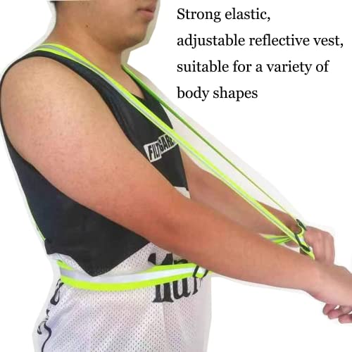 Reflective Safety Vest 2pcs - High Visibility Vest Adjustable Straps for Outdoor Jogging, Cycling, Walking and Riding - color: Green