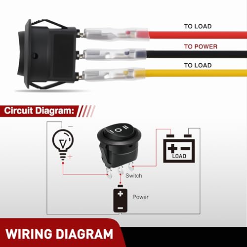 Nilight 8PCS 3 Way Round Rocker Switch with Wiring Harness - color: 8PCS 3 Way Round Switch