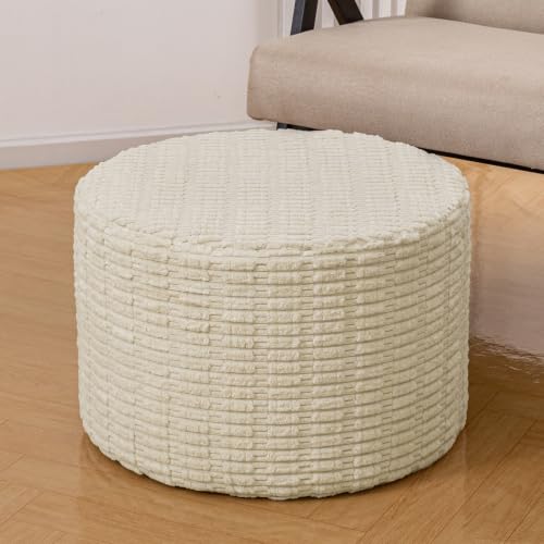 Asuprui Supportive Boucle Pouf Ottoman Foot Rest Elevate Your Living Room Decor with Lightweight Pouf Filler Modern Foam Stuffed Poof Perfect to Rest Your Feet (Ivory, 20x20x14 Inches) - color: Ivory, size: 20"D x 20"W x 14"H