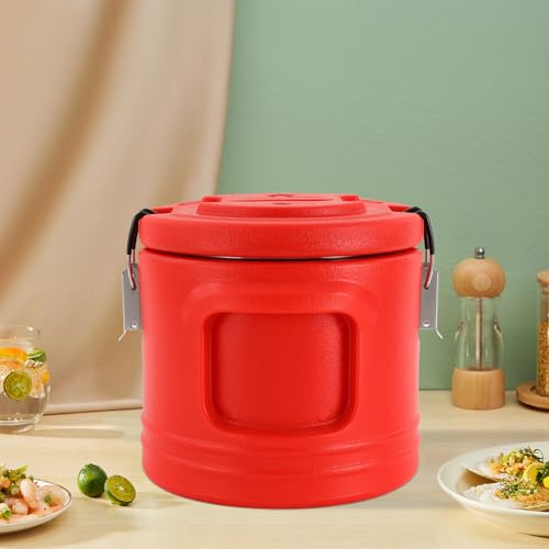 4L Insulated Soup Container Commercial Food Warmer for Hot Cold Drink - color: 5L-Red