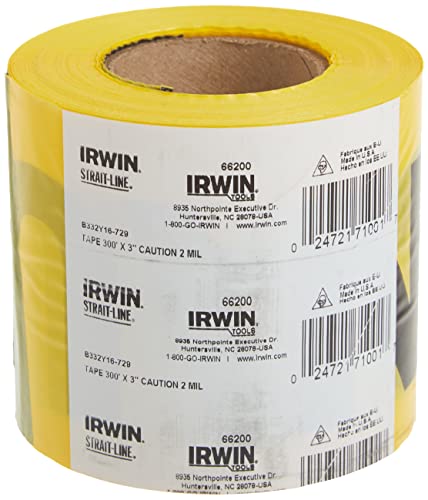 IRWIN Tools STRAIT-LINE 66200 Barrier Tape Roll, CAUTION, 3-inch by 300-foot (66200) (Pack of 3) - size: One Size (Pack of 3)