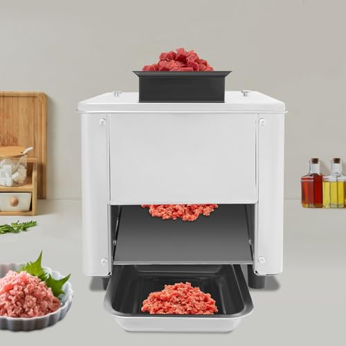 Meat Cutter Machine, 3.5/5/7/10/15mm Commercial Stainless Steel Electric Meat Slicer with Tray Handles 330 lbs/h 310RPM Shredded Cutting Machine for Fresh/Defrosted Meat Lamb Beef (3.5mm/0.14, 850W) - size: 3.5mm/0.14