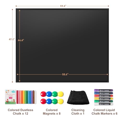 SELEAD Magnetic Chalkboard 60 x 48 Inches - Black Aluminum Frame - size: 60"W x 48"H