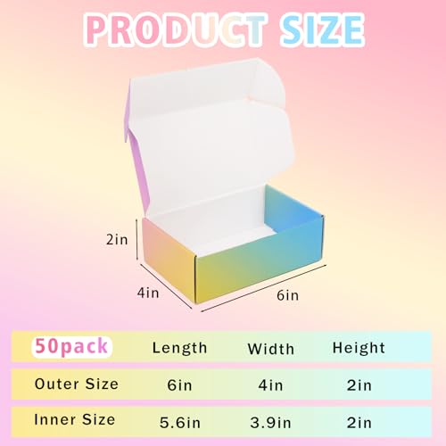 Shipping Boxes Small 6x4x2", 50 Pack Colorful Cardboard Mailer Boxes, Mailing Boxes for Packaging Small Business - color: Colorful, size: 6x4x2 50 Pack