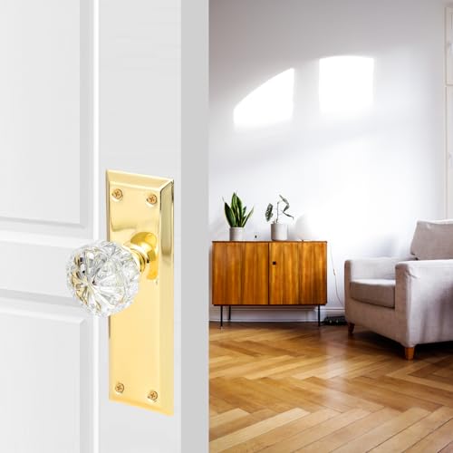 Single-Side Glass Dummy Door Knobs,Inactive Door Knobs for Closet,Antique Bifold Door Knobs Replacement,Crystal Dummy Door Handles,Polished Brass,2 Pack - color: Polished Brass, size: Dummy(2 Pack)