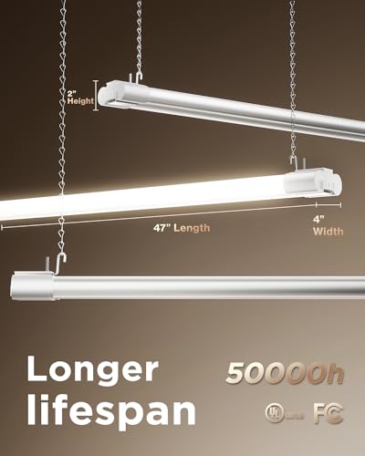 Sunco 6 Pack 4 Foot LED Shop Light, White Endcaps, 5000K, Linkable