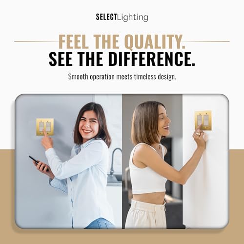 SELECT 2-Gang Solid Brass Wall Plate Cover, Satin Brass Finish - color: Satin Brass, size: 2 Gang, style: Wall Plate