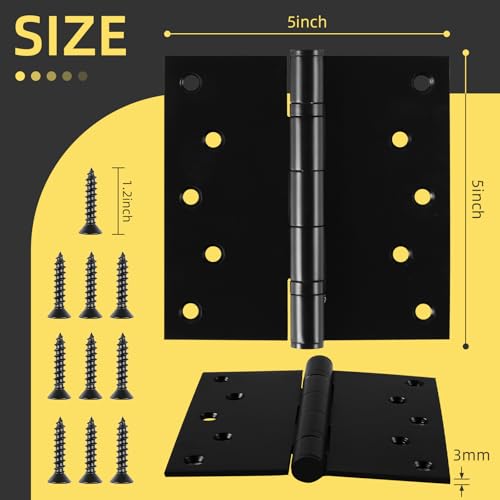 5 Inch Stainless Steel Door Hinges, Heavy Duty Commercial Door Hinges Ball Bearing Hinges for Exterior & Interior Doors, 5" (127mm) x 5" (127mm) Door Hinge with Square Corners, 4 Pack - Black - color: Black, size: 4 Pack