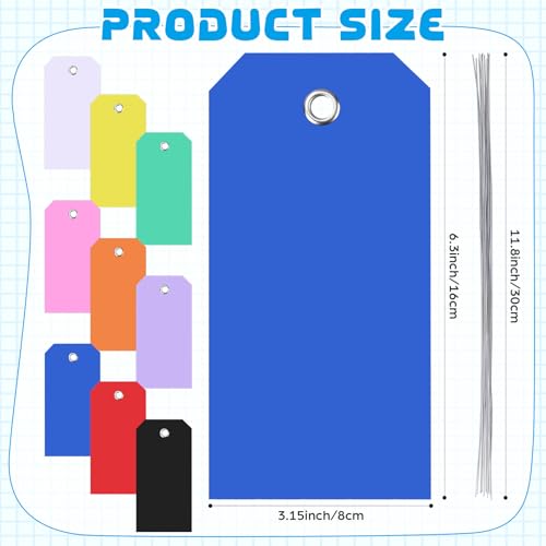 100 Pack Blue Plastic Shipping Tags with Wire Ties, 4.72 x 2.36 inches Heavy Duty Industrial Hang Tags, Blank Identification Labels for Warehouse, Inventory & Outdoor Equipment (Blue) - color: Blue