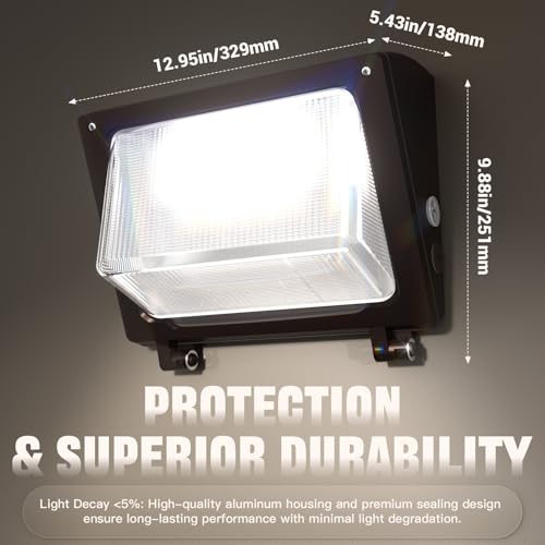 LED Wall Pack Light 120W/96W/72W with Dusk to Dawn Photocell - size: 120W