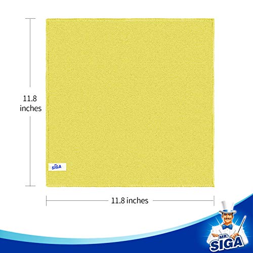 MR.SIGA Microfiber Cleaning Cloth, All-Purpose Cleaning Towels, Pack of 100, Size 11.8 x 11.8 in - color: Green/Blue/Yellow/Pink/Gray, size: 100-Pack 11.8" x 11.8"