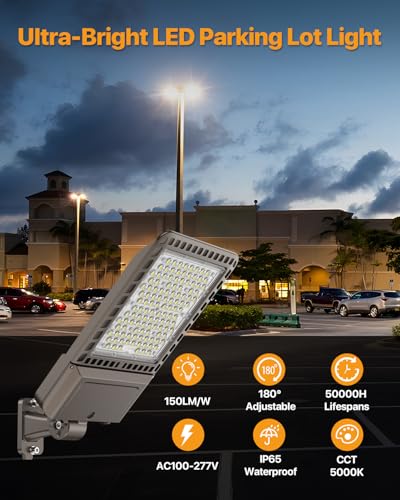 LED Parking Lot Light 300W: 5000K 45,000LM, 150LM/W Arm Mount - color: Adjustable Arm Mount 300W