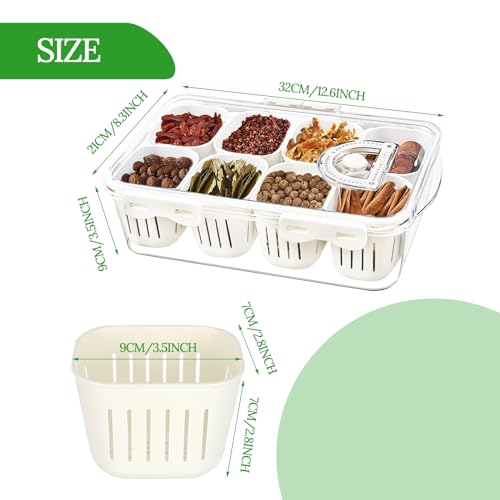 Veggie Tray Divided Serving Tray with Lid, Salad Bar Container for Fridge - color: 8 Colanders